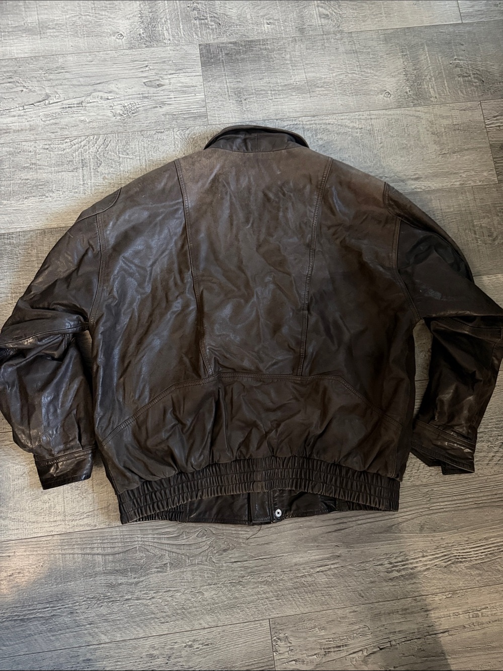 Vintage Brown Real Leather Bomber Jacket - - Picture 3 of 3